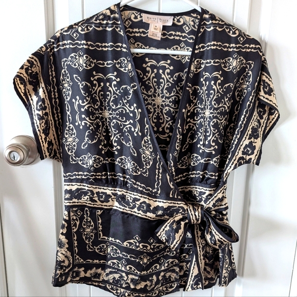 White House Black Market Tops - White House Black Market Silk Wrap Blouse 100% Silk, Size M